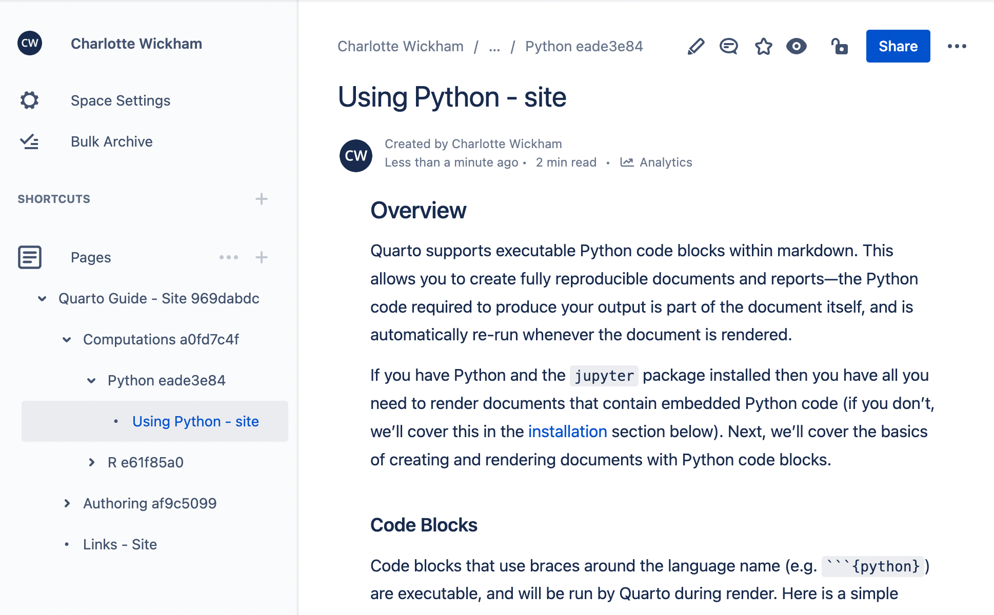 Published to Confluence